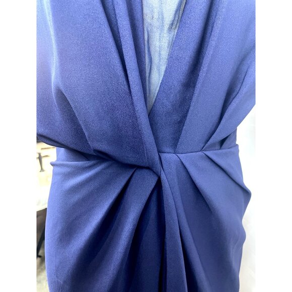 Asos Women’s Blue V Neck Mesh Floor Length Short Sleeve Maxi Dress Sz 10 - Picture 8 of 11